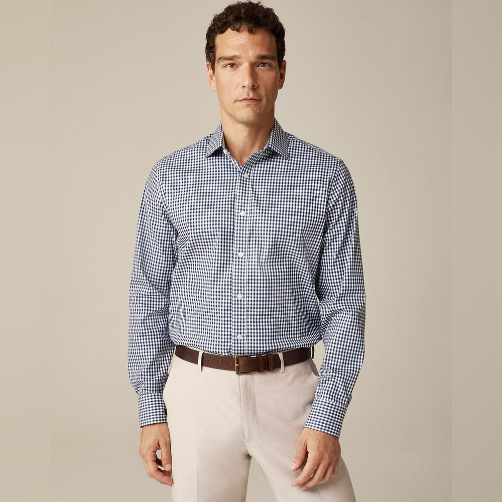 J. Crew Navy Gingham Dress Shirt